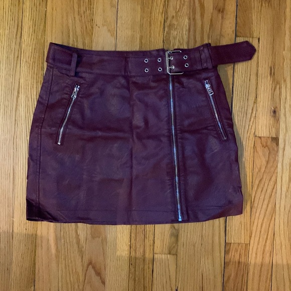 Topshop Dresses & Skirts - Maroon Topshop Faux Leather Mini Skirt
